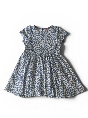 Mini Boden Blue Heart-Print Flutter Sleeve Dress